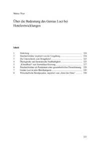 Dokument Über die Bedeutung des Genius Loci bei Hotelentwicklungen