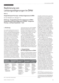 Realisierung von Leistungssteigerungen im &Ouml;PNV (Teil 4): Neugestaltung der Planungs- und Reportingprozesse im &Ouml;PNV
