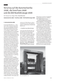 Vorschau auf die Automechanika 2006, die InnoTrans 2006 und die IAA Nutzfahrzeuge 2006