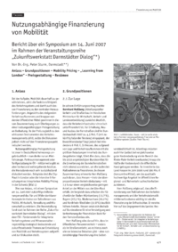 Nutzungsabh&auml;ngige Finanzierung von Mobilit&auml;t  Bericht &uuml;ber ein Symposium am 14. Juni 2007 im Rahmen der Veranstaltungsreihe Zukunftswerkstatt Darmst&auml;dter Dialog