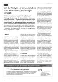 Von der Analyse der Schwachstellen zu einem neuen Orientierungskonzept