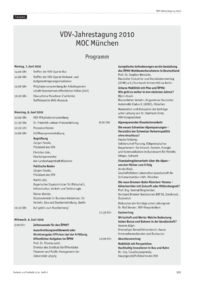 Programm und Gru&szlig;worte zur VDV-Jahrestagung 2010 in M&uuml;nchen