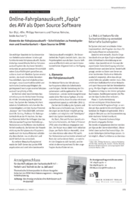 Online-Fahrplanauskunft Fapla des AVV als Open Source Software
