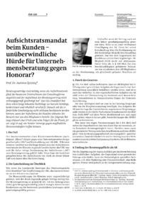 Aufsichtsratsmandat beim Kunden  un&uuml;berwindliche H&uuml;rde f&uuml;r Unternehmensberatung gegen Honorar?