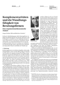 Komplementarit&auml;ten und die Wandlungsf&auml;higkeit von Beratungsfirmen