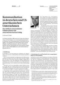 Kommunikation in deutschen und US-amerikanischen Unternehmen