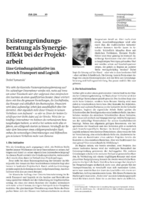 Existenzgr&uuml;ndungsberatung als Synergie-Effekt bei der Projektarbeit