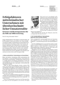 Erfolgsfaktoren mittelst&auml;ndischer Unternehmen mit &uuml;berdurchschnittlicher Umsatzrendite