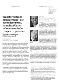 Transformationsmanagement  die besondere Form, komplexe Unternehmensver&auml;nderungen zu gestalten