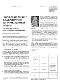 Provisionszahlungen als Anreizsystem bei Beratungsunternehmen