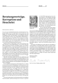 Beratungsvertr&auml;ge, Korruption und Heuchelei