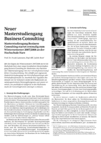 Neuer Masterstudiengang Business Consulting