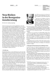Neue Risiken in der Reorganisationsberatung