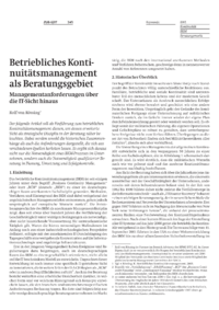 Betriebliches Kontinuit&auml;tsmanagement als Beratungsgebiet
