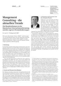 Mangement Consulting  die aktuellen Trends