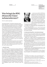 Was bringt das RDG (Neues) f&uuml;r Unternehmensberater?
