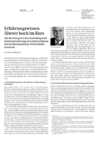 Erfahrungswissen &Auml;lterer hoch im Kurs
