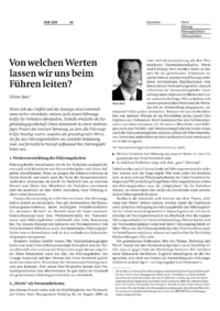 Von welchen Werten lassen wir uns beim F&uuml;hren leiten?