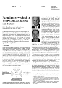 Paradigmenwechsel in der Pharmaindustrie  Lean als Chance