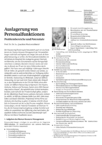 Auslagerung von Personalfunktionen  Problembereiche und Potenziale