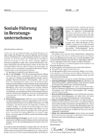 Soziale F&uuml;hrung in Beratungsunternehmen