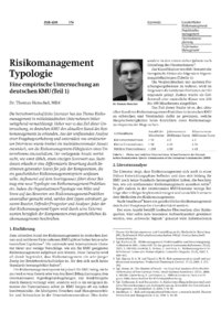 Risikomanagement Typologie  Eine empirische Untersuchung an deutschen KMU (Teil 1)