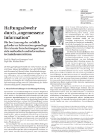 Haftungsabwehr durch angemessene Information