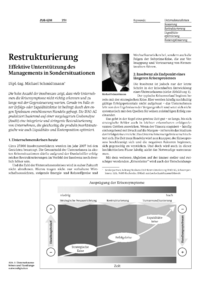 Restrukturierung  Effektive Unterst&uuml;tzung des Managements in Sondersituationen