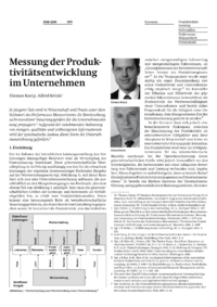 Messung der Produktivit&auml;tsentwicklung im Unternehmen