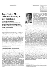 Langfristige Mitarbeiterbindung in der Beratung  Geht das &uuml;berhaupt? Strategien zur professionellen Mitarbeiterbindung am Beispiel der IT und Management Beratung ESPRiT Consulting