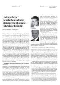 Unternehmer beurteilen Interim Management als zielf&uuml;hrende L&ouml;sung