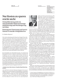 Nur Kosten zu sparen reicht nicht