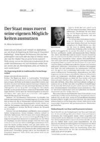 Der Staat muss zuerst seine eigenen M&ouml;glichkeiten ausnutzen