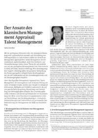 Der Ansatz des klassischen Management Appraisal/Talent Management