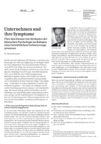Unternehmen und ihre Symptome  &Uuml;ber den Einsatz von Methoden der klinischen Psychologie im Rahmen eines betrieblichen Verbesserungsprozesses