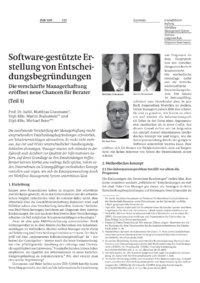 Software-gest&uuml;tzte Erstellung von Entscheidungsbegr&uuml;ndungen  Die versch&auml;rfte Managerhaftung er&ouml;ffnet neue Chancen f&uuml;r Berater (Teil 1)