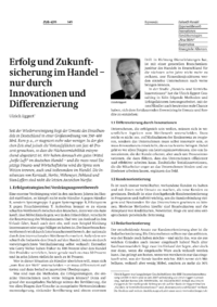Erfolg und Zukunftsicherung im Handel  nur durch Innovationen und Differenzierung