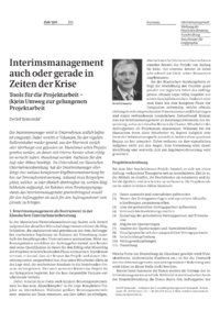 Interimsmanagement auch oder gerade in Zeiten der Krise
