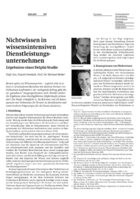 Nichtwissen in wissensintensiven Dienstleistungsunternehmen