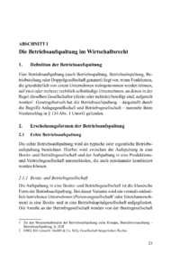 Dokument Die Betriebsaufspaltung im Wirtschaftsrecht