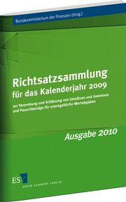 Richtsatzsammlung für das Kalenderjahr 2009 – zur Verprobung und Schätzung von Umsätzen und Gewinnen und Pauschbeträge für unentgeltliche Wertabgaben Richtsatzsammlung für das Kalenderjahr 2009 – zur Verprobung und Schätzung von Umsätzen und Gewinnen und Pauschbeträge für unentgeltliche Wertabgaben