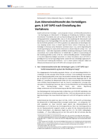 Dokument Zum Akteneinsichtsrecht des Verteidigers gem. § 147 StPO nach Einstellung des Verfahrens