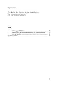 Dokument Zur Rolle der Berater in der Hotellerie – ein Definitionsversuch