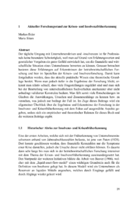 Dokument Aktueller Forschungsstand zur Krisen- und Insolvenzfrüherkennung