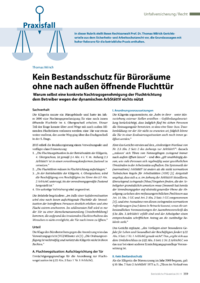 Dokument Kein Bestandsschutz für Büroräume ohne nach außen öffnende Fluchttür