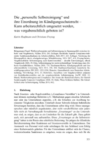 Dokument Die „personelle Selbstreinigung“ und ihre Einordnung im Kündigungsschutzrecht – Kann arbeitsrechtlich umgesetzt werden, was vergaberechtlich geboten ist?
