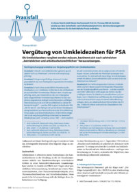 Dokument Vergütung von Umkleidezeiten für PSA
