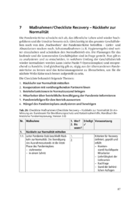 Dokument Ma&szlig;nahmen/Checkliste Recovery &ndash; R&uuml;ckkehr zur Normalit&auml;t