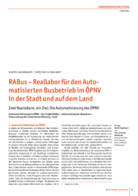 Dokument RABus – Reallabor für den Automatisierten Busbetrieb im ÖPNV in der Stadt und auf dem Land