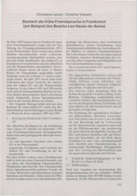 Dokument Deutsch als frühe Fremdsprache in Frankreich (am Beispiel des Bezirks Les Hauts-de-Seine)